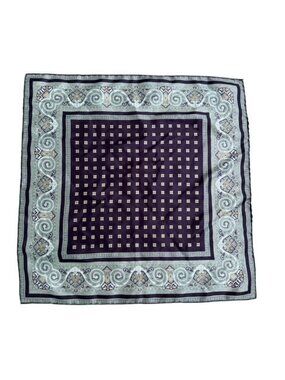 Silk Rolled Pocket Square Mens Purple Grey Orange Paisley Hankerchief Scroll 18